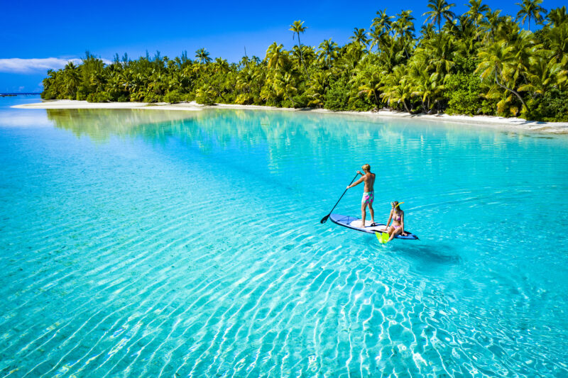 Man Paddle Board Cook Islands Tourism