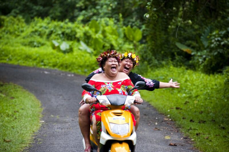 Women On Scooter Cook Islands Tourism David Kirkland