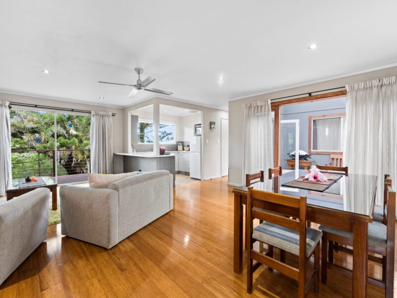 Living Room and Kitchen at Broad Leaf Villas on Norfolk Island